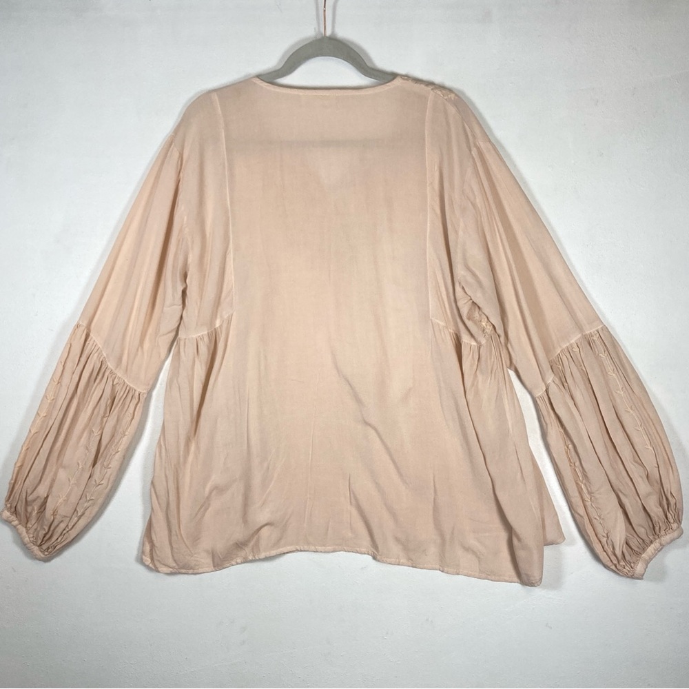 Solitaire Women’s Top Balloon Sleeves Embroidered  XL Boho Bohemian Peasant - Picture 2 of 16